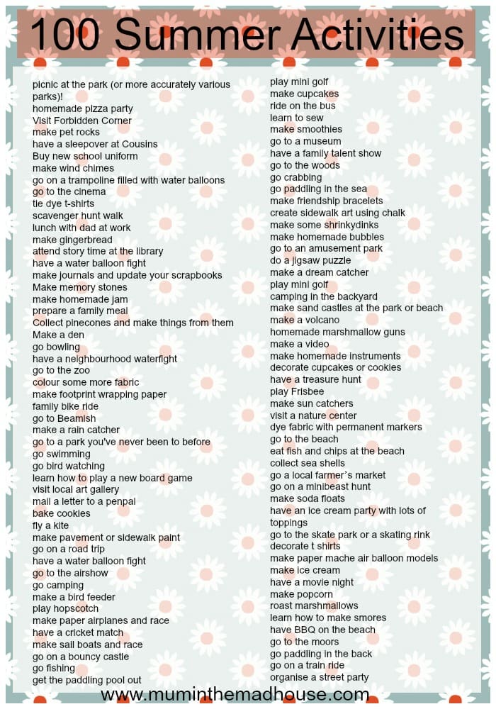 100 summer activities