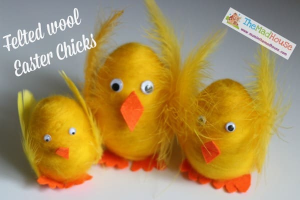 Felted roving wool easter egg chicks