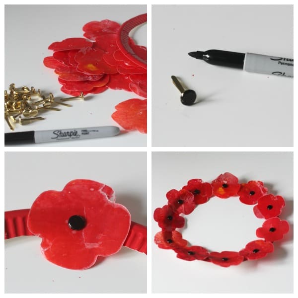 paper plate poppy wreath