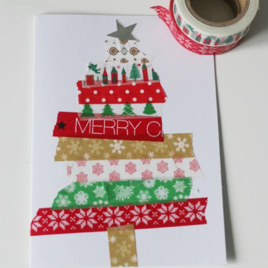 Easy kid made Christmas cards. These homemade washi tape Christmas cards are perfect for children to make and they look amazing.