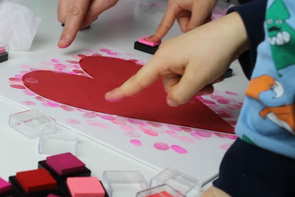 family fingerprint relief heart art canvas
