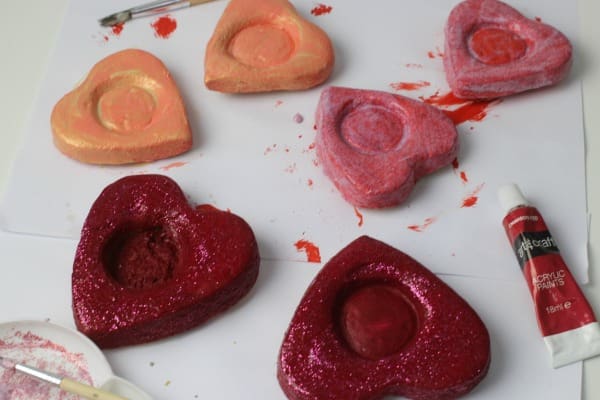 heart candle holders glitter