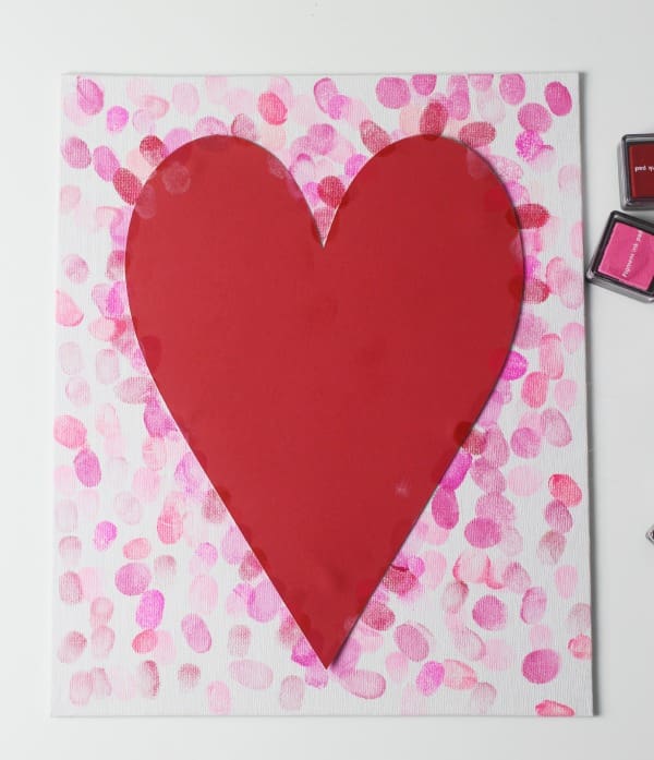 family fingerprint relief heart art canvas