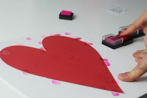family fingerprint relief heart art canvas