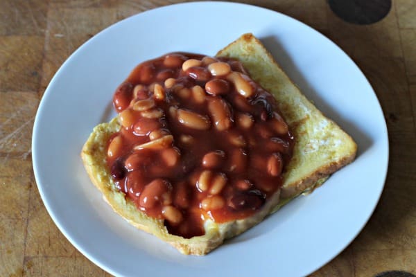 eggy bread with beans