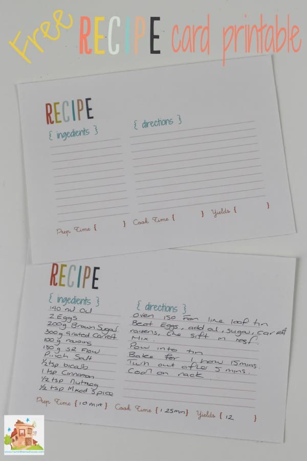 recipe card printable
