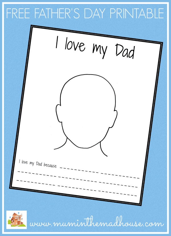 Free fathers day printable i love my dad