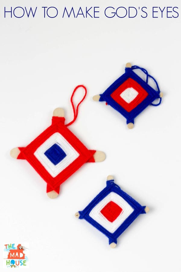 Learn how to make god’s eyes (or ojo de dios) with this step by step photo tutorial. All you need is yarn & sticks to make this beautiful traditional craft