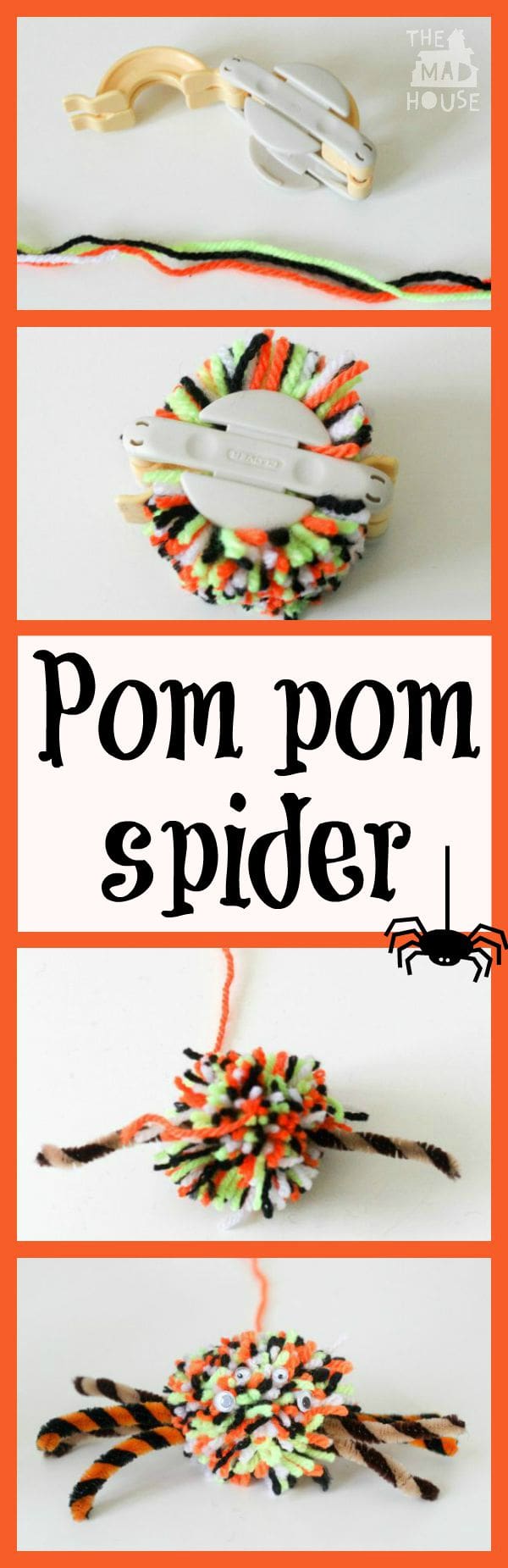 Not so scary pom pom spider. Make this adorable pom pom spider for autumn or halloween and you will not be scared at all. A fab kids craft for fine motor skills.