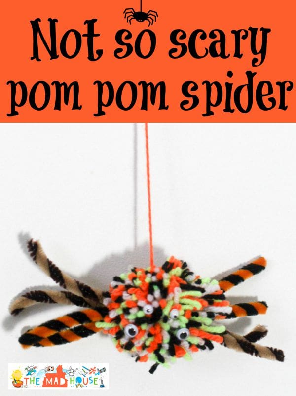 Not so scary pom pom spider. Make this adorable pom pom spider for autumn or halloween and you will not be scared at all. A fab kids craft for fine motor skills.