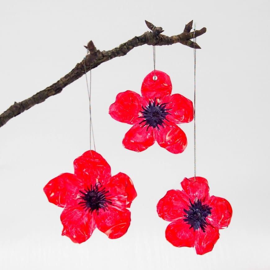 DIY Recycled Plastic Bottle Poppy Craft