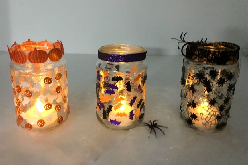 Simple jar lanterns for Halloween