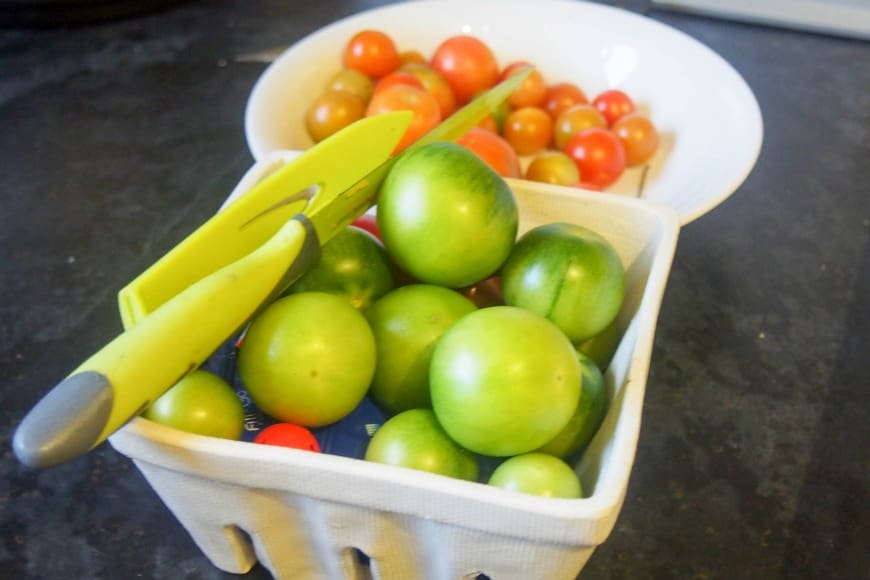 Tomato and courgette bruschetta