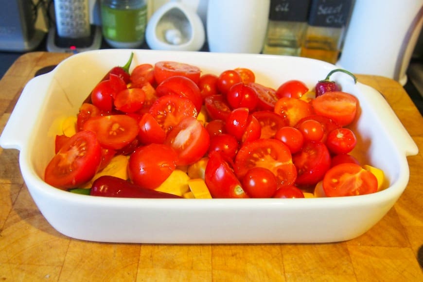 Tomato and courgette bruschetta