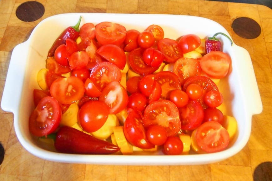 Tomato and courgette bruschetta
