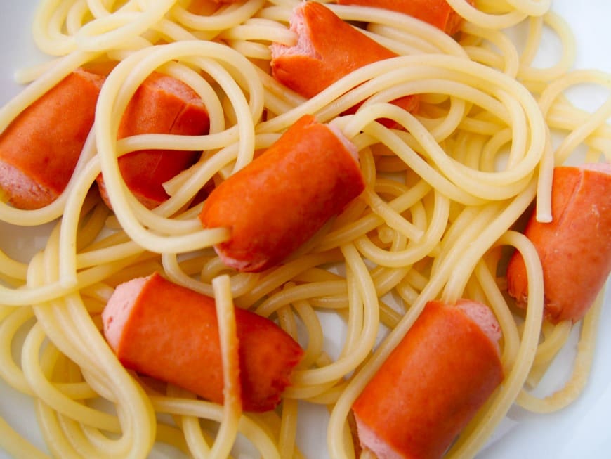  hairy hot dogs or scary spaghett