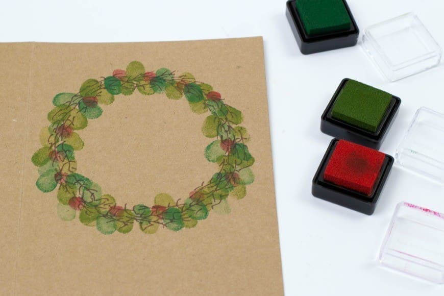 Kid Made Fingerprint Wreath Christmas Card