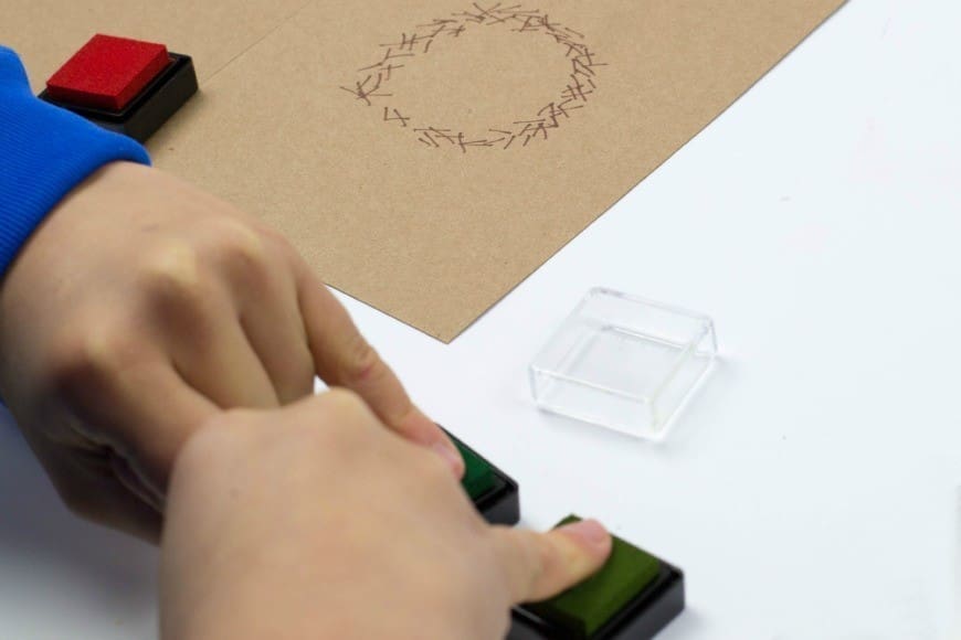 Kid Made Fingerprint Wreath Christmas Card