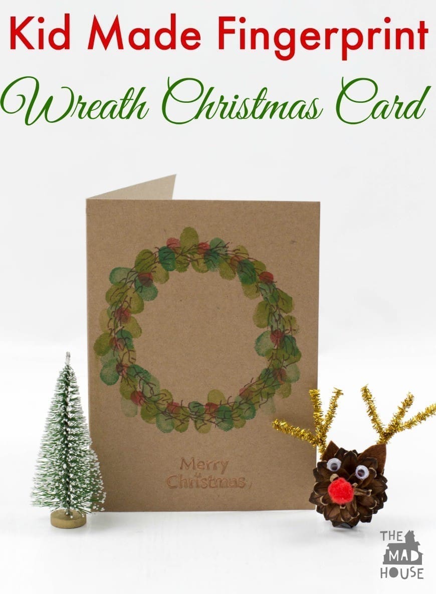 Kid Made Fingerprint Wreath Christmas Card