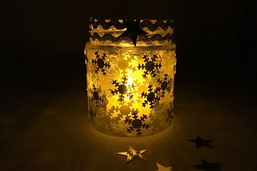 Winter Snowflake Jar Luminary