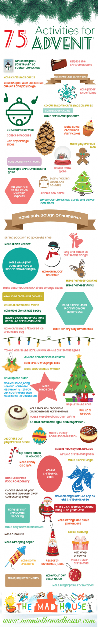 Ultimate advent activity list. Focus on the build up to Christmas with our 75 family activities for advent. There are many low cost or no cost activities for kids of all ages here.