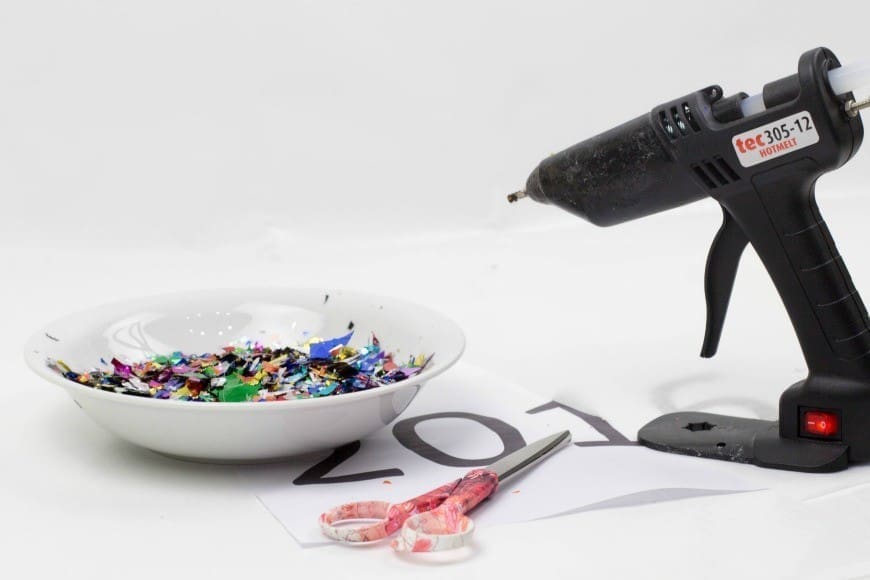 Hot Glue Confetti numbers