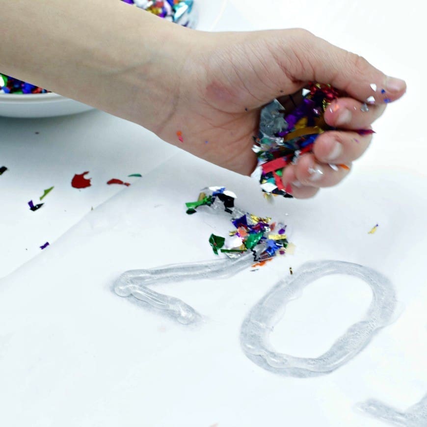 Hot Glue Confetti numbers