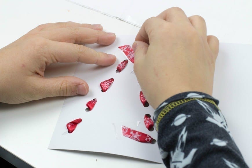 Threaded Ribbon Christmas Cards
