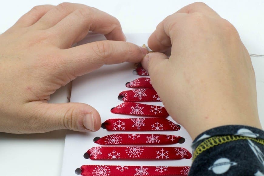 Threaded Ribbon Christmas Cards