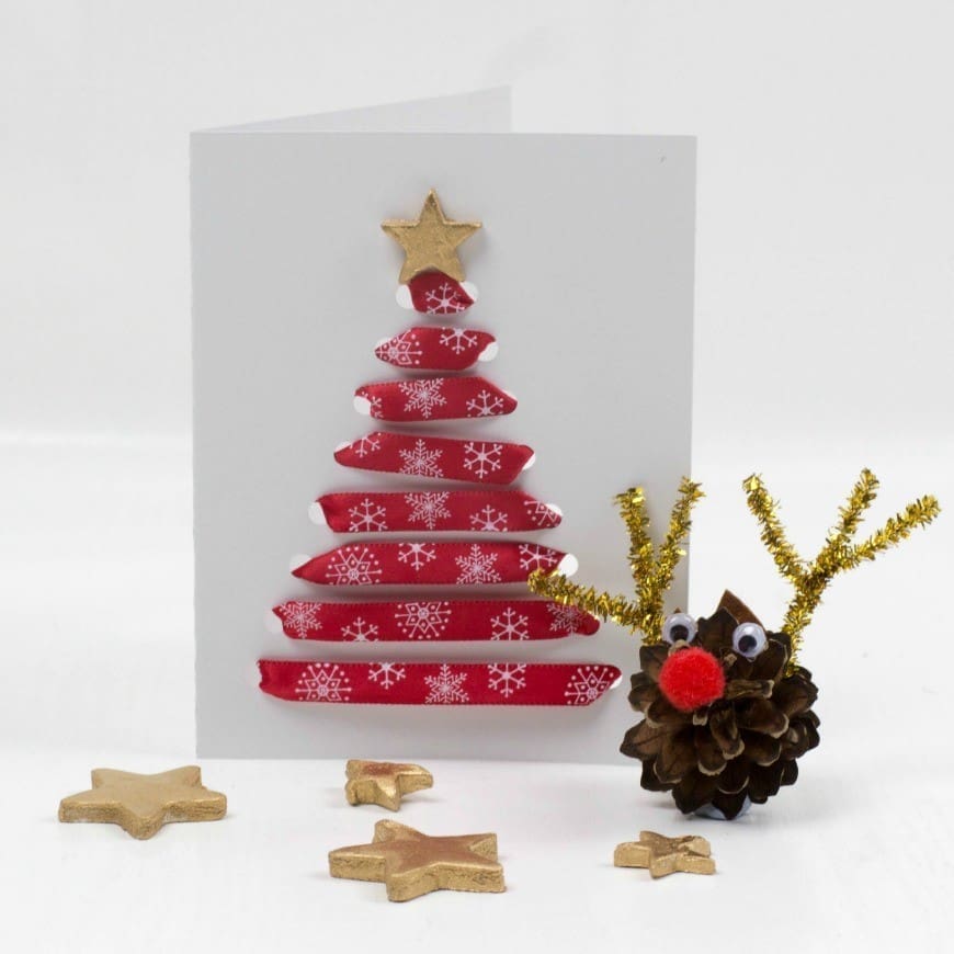 Threaded Ribbon Christmas Cards