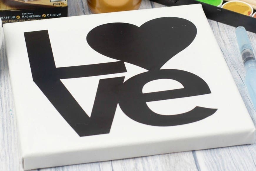 LOVE Watercolour resist canvas