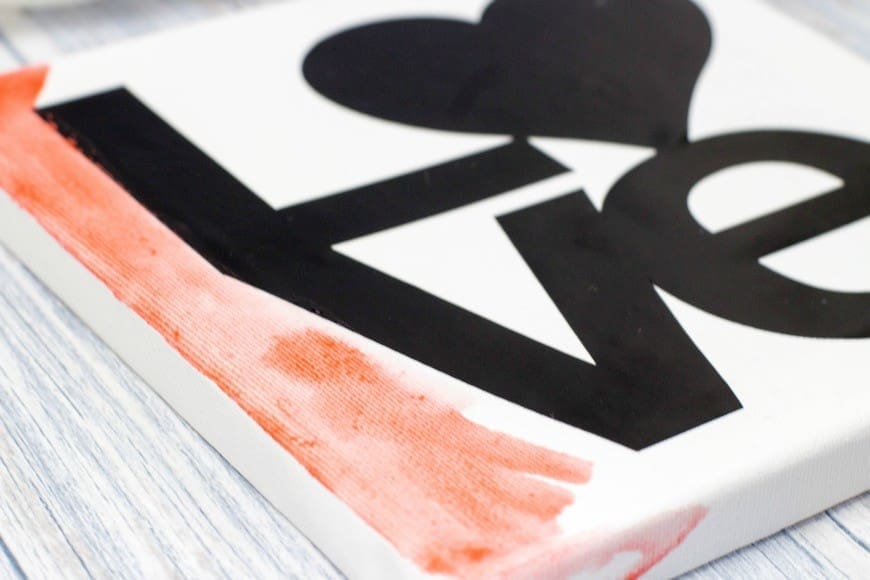 LOVE Watercolour resist canvas