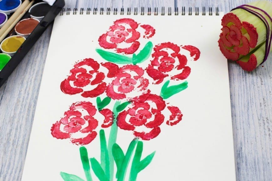 Printing Flowers with Celery Stalks