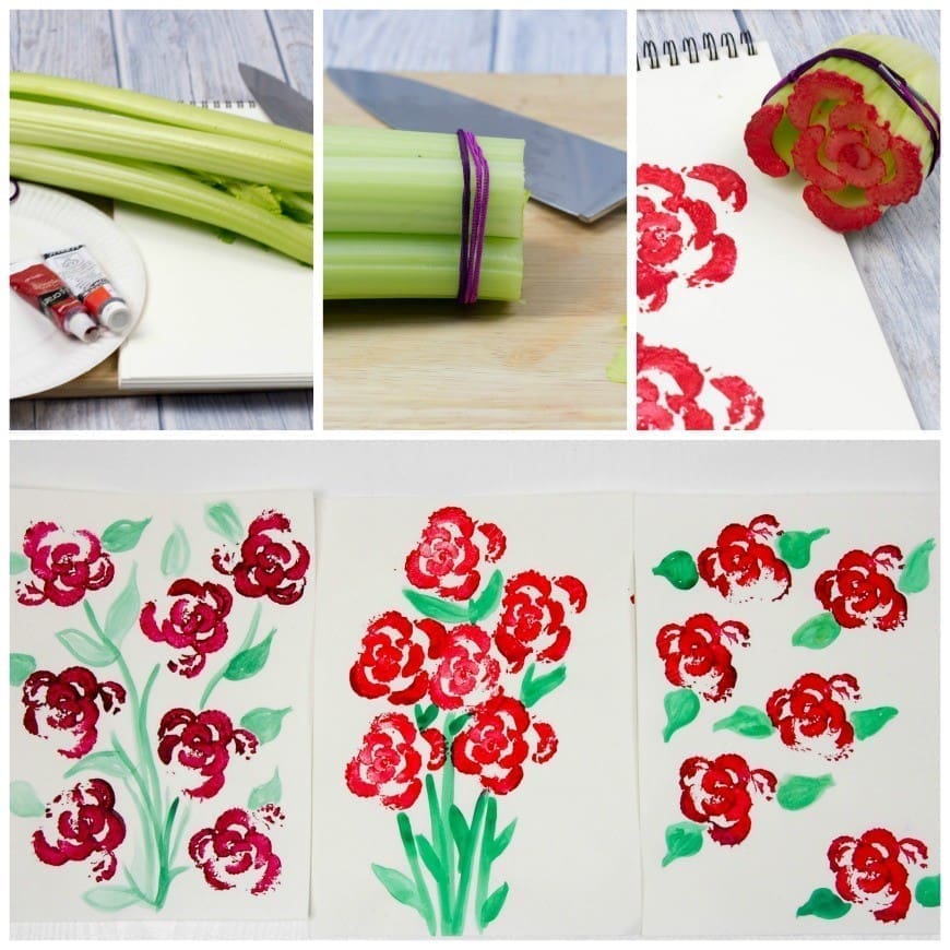 Printing Flowers with Celery Stalks