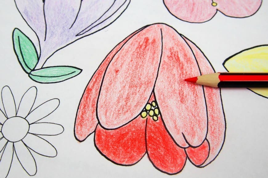 Beautiful free flower colouring page for adults, perfect for making bunting or for joining the adult colouring craze. Download yours now 