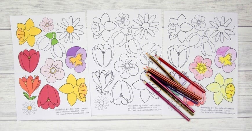 Beautiful free flower colouring page for adults, perfect for making bunting or for joining the adult colouring craze. Download yours now 