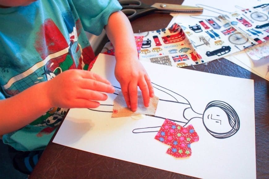 Five fab printables for scrap fabric paper dolls, inspired by the vintage paper dolls. A fantastic DIY kids craft to recycle and reuse scrap fabric. Scrap fabric paper dolls are such a fun DIY craft for children and a great way to practice scissor skills. Kids can also colouring them in or even dress them with scrapbooking paper.