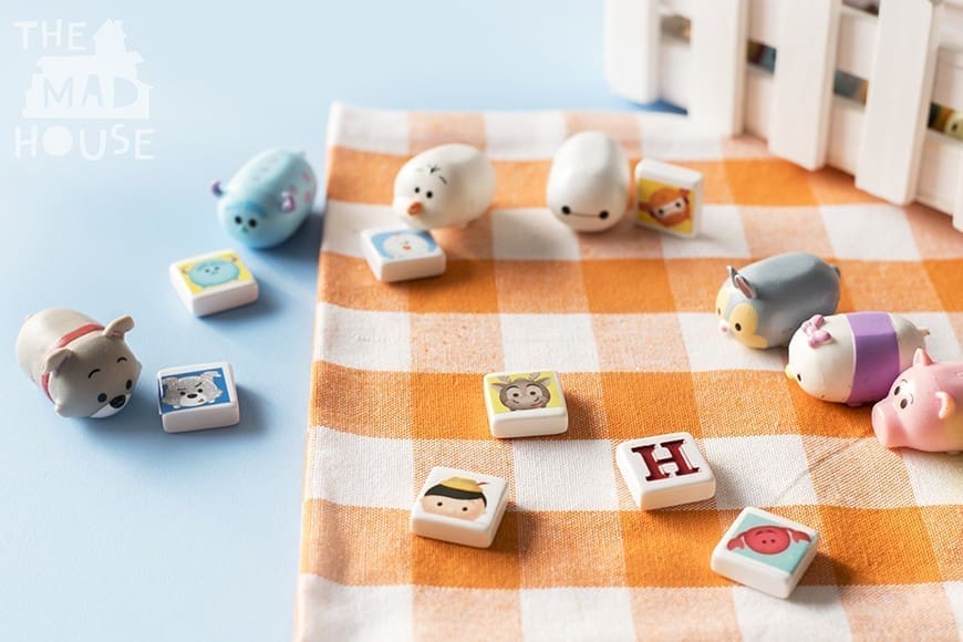 A fun simple DIY phonics game with Disney Tsum Tsums. This homemade kids phonics games is simple to put together using what you have at home and you can adjust it to use your child's favorite small toys such as Shopkins, fungus amungus. This is a super way to learn whilst playing.