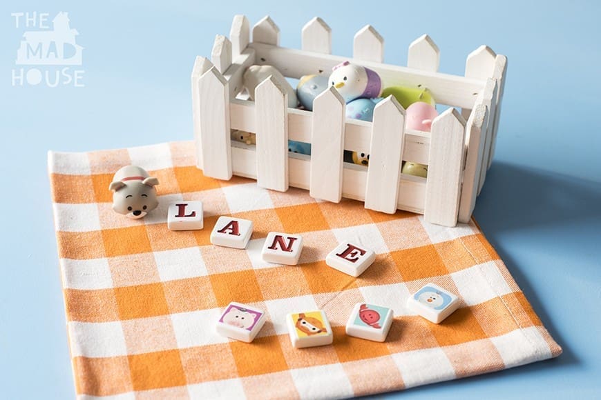 A fun simple DIY phonics game with Disney Tsum Tsums. This homemade kids phonics games is simple to put together using what you have at home and you can adjust it to use your child's favorite small toys such as Shopkins, fungus amungus. This is a super way to learn whilst playing.
