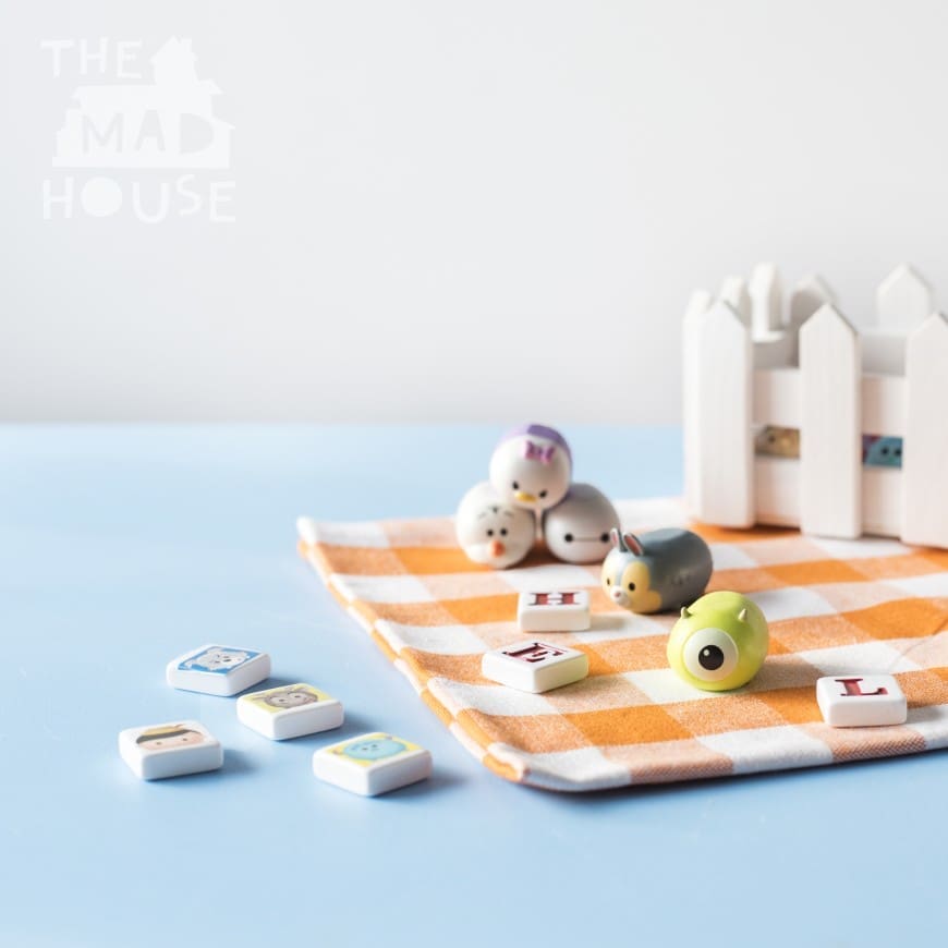Fun Phonics Game with Tsum Tsums A fun simple DIY phonics game with Disney Tsum Tsums. This homemade kids phonics games is simple to put together using what you have at home and you can adjust it to use your child's favorite small toys such as Shopkins, fungus amungus. This is a super way to learn whilst playing.
