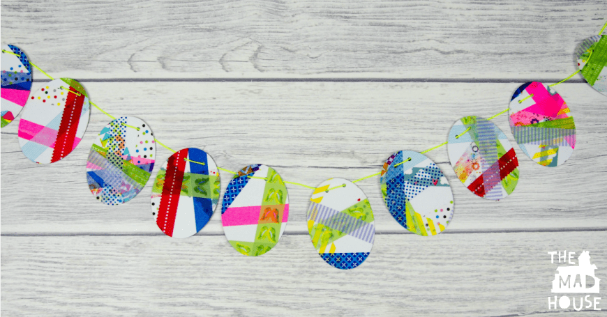 Washi Tape Easter Bunting.  This is a fab DIY craft that is perfect for kids to celebrate Easter and spring.  A simple children’s process art activity that makes a beautiful Easter Decoration.