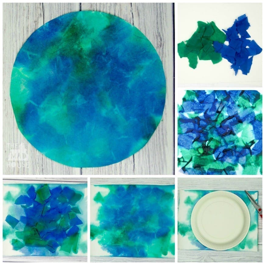 Bleeding Tissue Paper Rain Art for Earth Day. This fab process art is great for getting kids crafting outside. Beautiful art made by kids using the bleeding tissue paper technique.