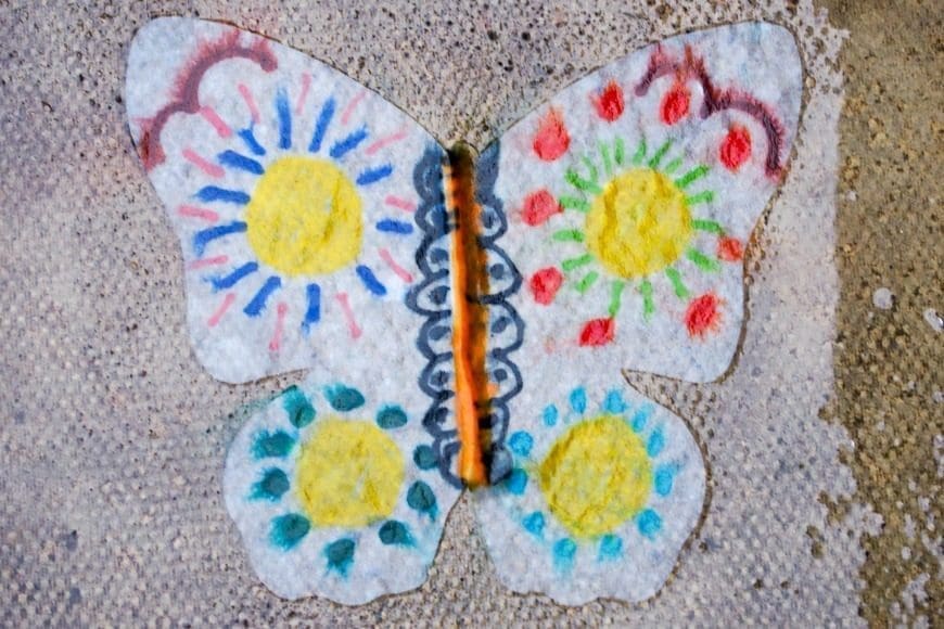 This butterfly rain art is a super process art activity for kids and a great way to investigate the science of colour