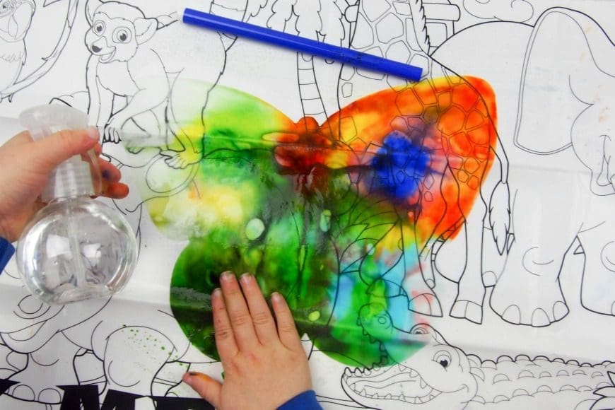 This butterfly rain art is a super process art activity for kids and a great way to investigate the science of colour