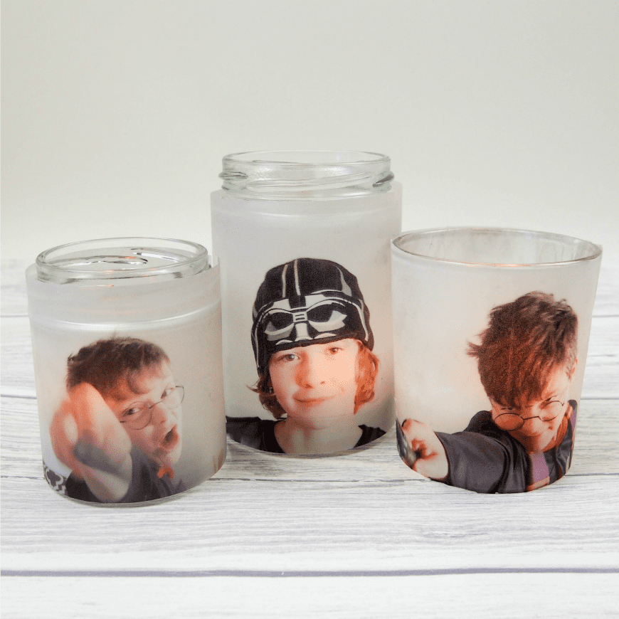 Upcycle glass jars into a stunning glowing photo jar luminaries. This beautiful photo luminaries glow when you add a candle and make the perfect gifts. What a fun DIY craft.