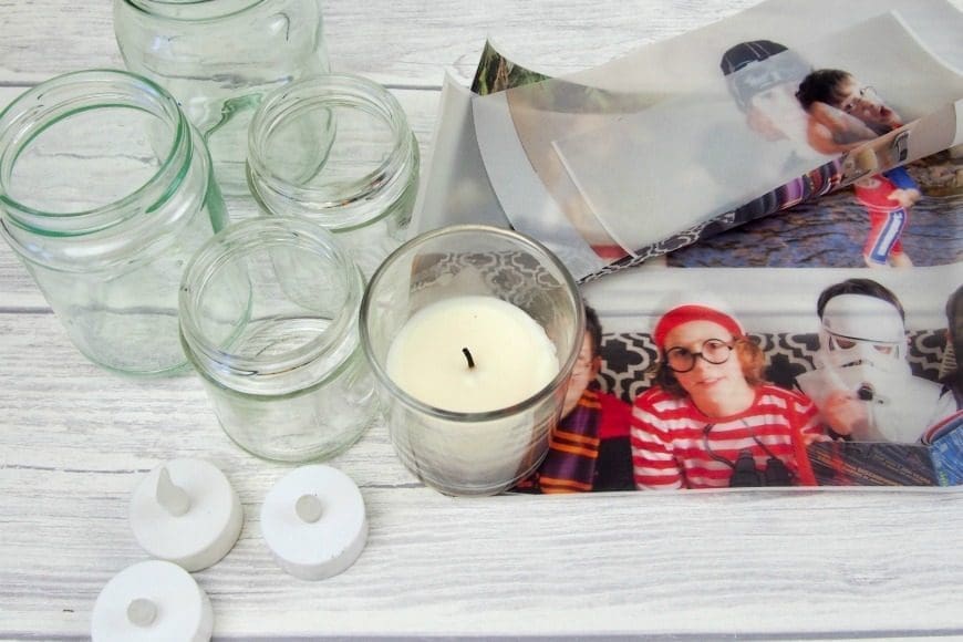 Upcycle glass jars into a stunning glowing photo jar luminaries. This beautiful photo luminaries glow when you add a candle and make the perfect gifts. What a fun DIY craft.