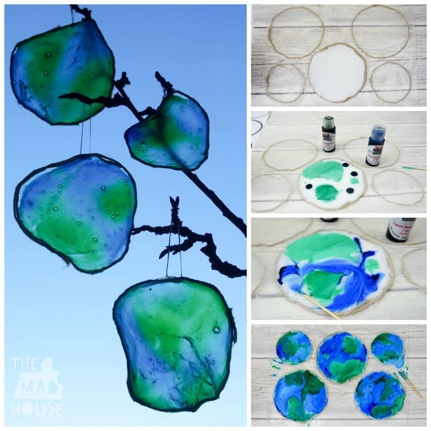 You will never guess what this beautiful stained glass Earth craft is made from. It is a fab fun kids craft perfect for celebrating Earth Day