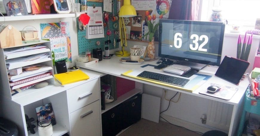 A family friendly office come craft room. This colourful perfect space for encouraging a creative family life in a digital age.