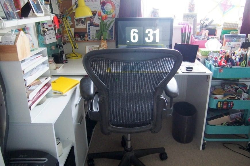 A family friendly office come craft room. This colourful perfect space for encouraging a creative family life in a digital age.