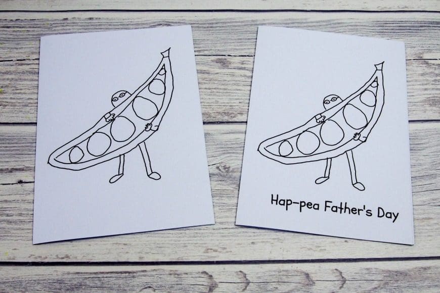 Make sure you wish your dad a hap-pea Father's Day with our Simple Father's Day Card designed by Maxi aged 11. Download, print and colour for free.